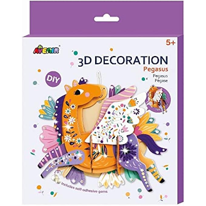 3D DECORATION - PEGASUS KIT | TURN YOUR WALL INTO A ZOO! CREATE 3D DECORATIONS WITH PRE-CUT CARDBOARD PUZZLE PIECES | THOUGHTFUL AND CREATIVE GIFT OPTION FOR KIDS 3+ - Image 1